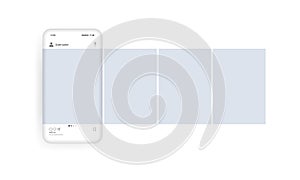 Mobile social network screen mockup or network messenger page template. Light theme. Photo galery. Vector EPS 10. Isolated on photo