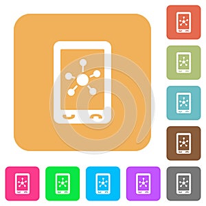 Mobile social networking rounded square flat icons