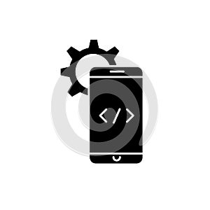 Mobile software development black glyph icon