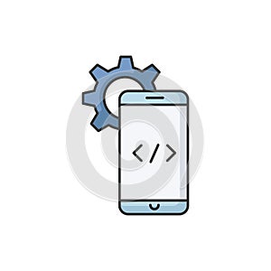 Mobile software development RGB color icon