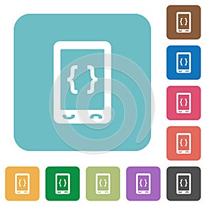 Mobile software development rounded square flat icons
