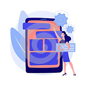 Mobile software optimization, UI, UX development vector concept metaphor.