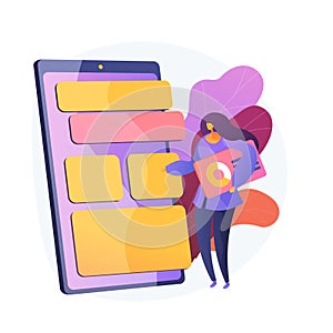 Mobile software optimization, UI, UX development vector concept metaphor