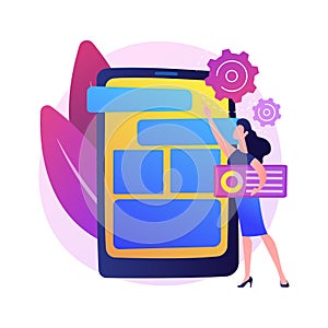 Mobile software optimization, UI, UX development vector concept metaphor.