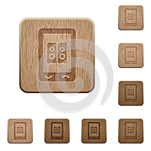 Mobile speakerphone wooden buttons