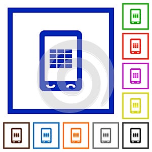 Mobile spreadsheet flat framed icons