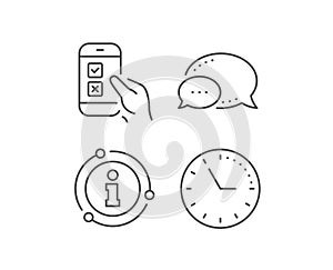 Mobile survey line icon. Select answer sign. Vector