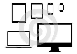 Mobile, tablet, laptop, computer gadget icon set