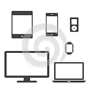 Mobile, tablet, laptop, desktop, gadgets icon vector illustartion