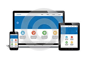 Mobile, tablet and laptop responsive webdesign isolated background