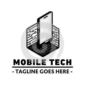 Mobile tech logo design. Phone tech logo. Vector and illustration.