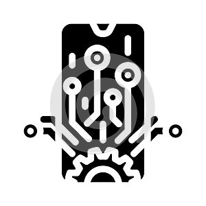 mobile technology business process glyph icon vector illustration