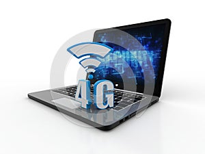 Mobile telecommunication cellular high speed data connection business concept: blue metallic 4G LTE wireless communication technol