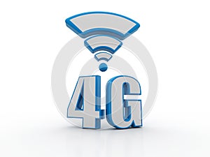 4g Internet Concept, Tablet with 4g sign in white background photo