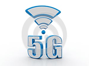 5g Internet Concept, Tablet with 5g sign in white background