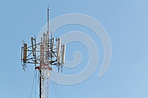 Mobile Telephone pole with light blue sky