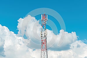 Mobile telephony base station on communication tower photo