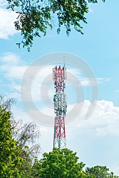 Mobile telephony base station pylon with antennas and other telecommunication equipment