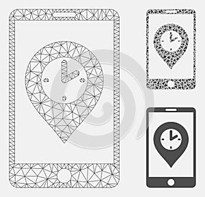 Mobile Time Pointer Vector Mesh Network Model and Triangle Mosaic Icon