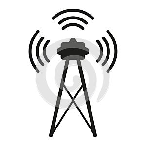 Mobile tower icon. Internet communication. Global network. Radio station signal. Vector illustration. Stock image.