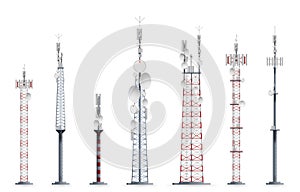 Mobile tower set isolated on white background