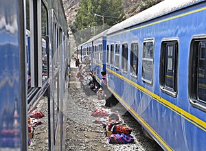 Mobile trading at a peruan train photo