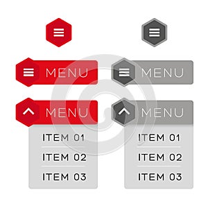 Mobile UI dropdown menu icon set