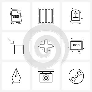 Mobile UI Line Icon Set of 9 Modern Pictograms of medical, small, money, arrow, retract