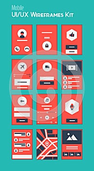 Mobile UI and UX Wireframes Kit