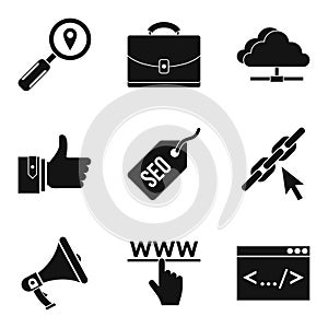 Mobile usage icons set, simple style
