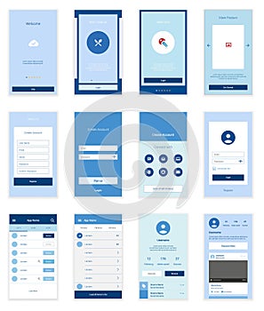 Mobile User Interface 35 Screens Wirefrme Kit for