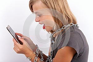 Mobile user shackled with a chain