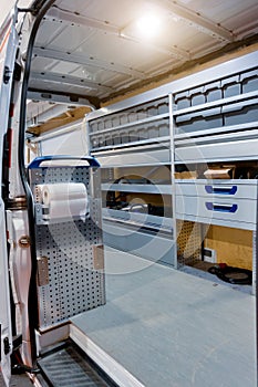 Mobile van for repair work. Interior interior