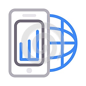 Mobile thin color line vector icon