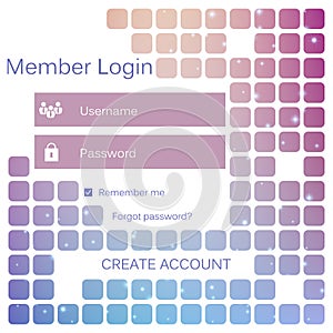Mobile vector user ui kit form interface. For web page, site bar, art flat icon, device design theme, modern menu app