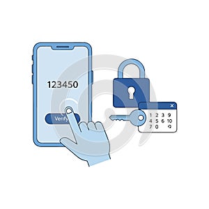 Mobile Verification With Phone, Padlock, and Key