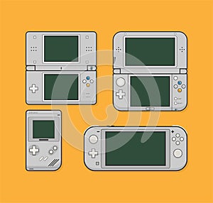 Mobile video console vector illustration. Video game console portable. Creative switch console