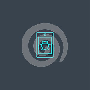Mobile virus concept blue line icon