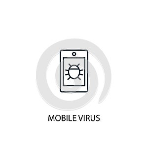 Mobile virus concept line icon. Simple