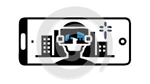 Mobile VR Smartphone Metaverse Augmented Reality, vector design Generative AI