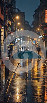 Mobile wallpaper Umbrella Stands Tall On a Street Rainy Night wallpaper for iphone vertical picture