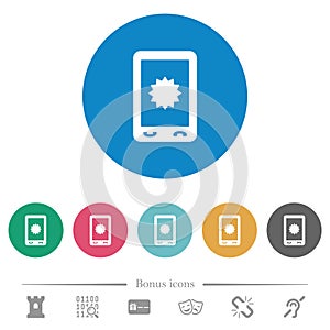 Mobile warranty flat round icons