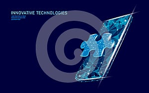 Mobile web app development. Puzzle UI technology software online concept. Graphic design smartphone development coding