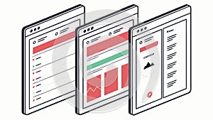 Mobile Web Application Interface, User Experience Design, vector design Generative AI