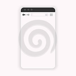 Mobile web browser window. Vetrical internet explorer interface