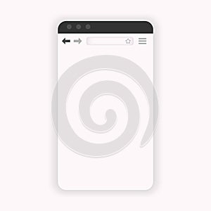 Mobile web browser window. Vetrical internet explorer interface