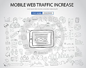 Mobile web traffic concept with Doodle design style