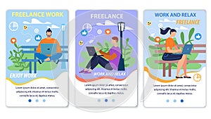 Mobile Webpage Flat Set Promoting Freelance Work