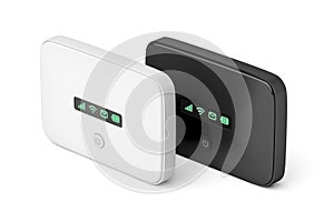 Mobile wifi routers on white background
