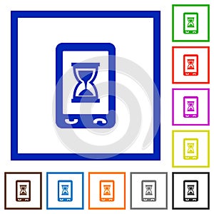 Mobile working flat framed icons